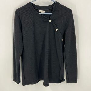 She & sho black ribbed top,L